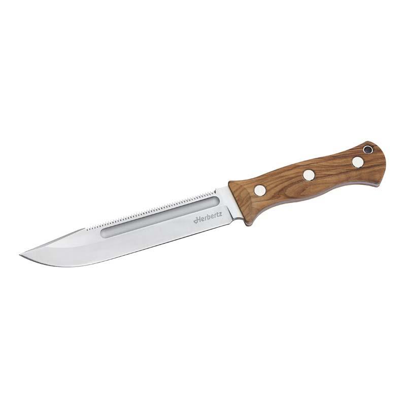 Herbertz Outdoor- Und Survivalmesser D2, Olivenholz, Lederscheide