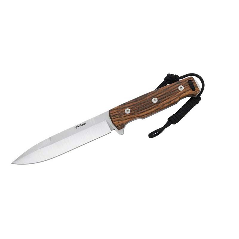 Herbertz Outdoormesser, Vanadium 1.4116-Stahl, Bocoteholz, Ft, Feuerstarter, Leder