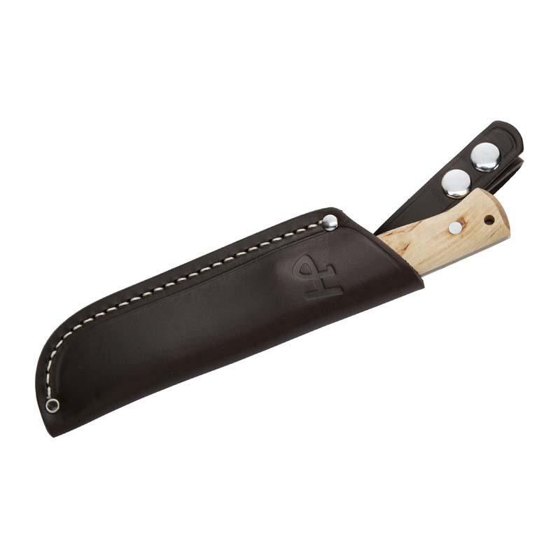 Herbertz Outdoormesser, Vanadium 1.4116-Stahl, Rostfrei, Maserbirke, Ft, Dp, 4Mm Rs, Leder