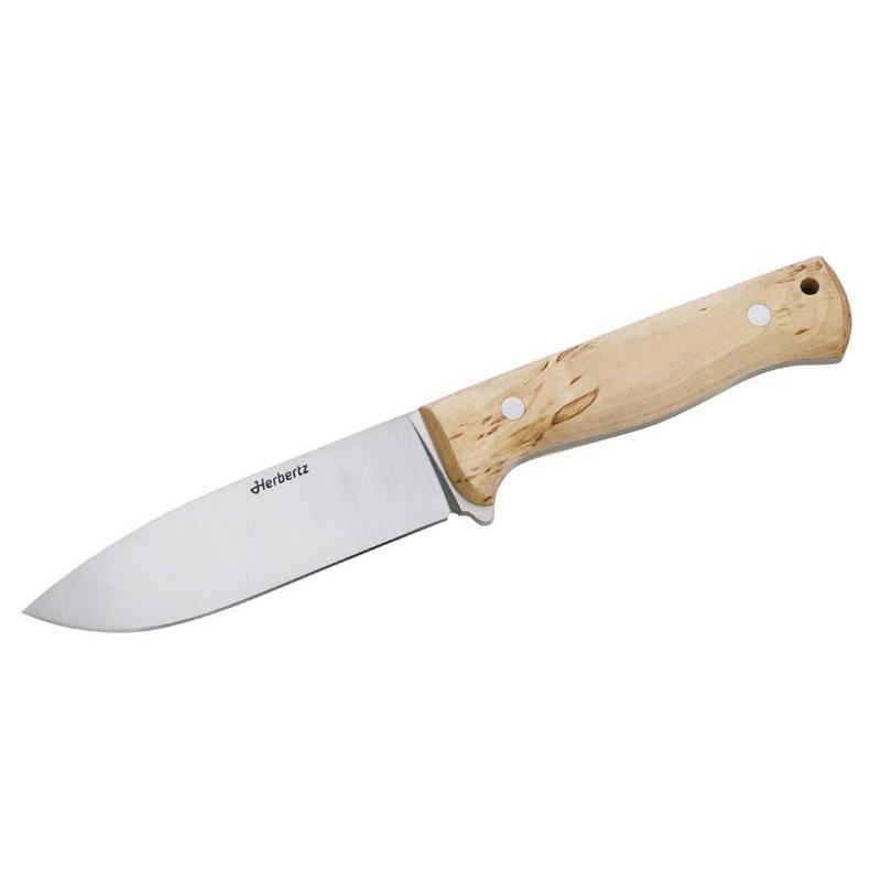 Herbertz Outdoormesser, Vanadium 1.4116-Stahl, Rostfrei, Maserbirke, Ft, Dp, 4Mm Rs, Leder