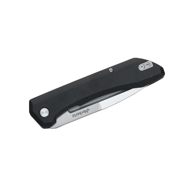Herbertz Outdoor-Taschenmesser, D2 Stahl, Liner Lock, Schwarz G10