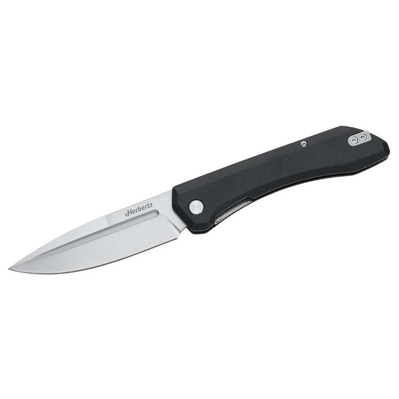 Herbertz Outdoor-Taschenmesser, D2 Stahl, Liner Lock, Schwarz G10