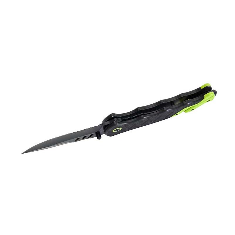 Herbertz Rettungsmesser, Aisi 440 Stahl, G10-Griff, Schwarz Gurtschneider, Nylon-Etui, Box