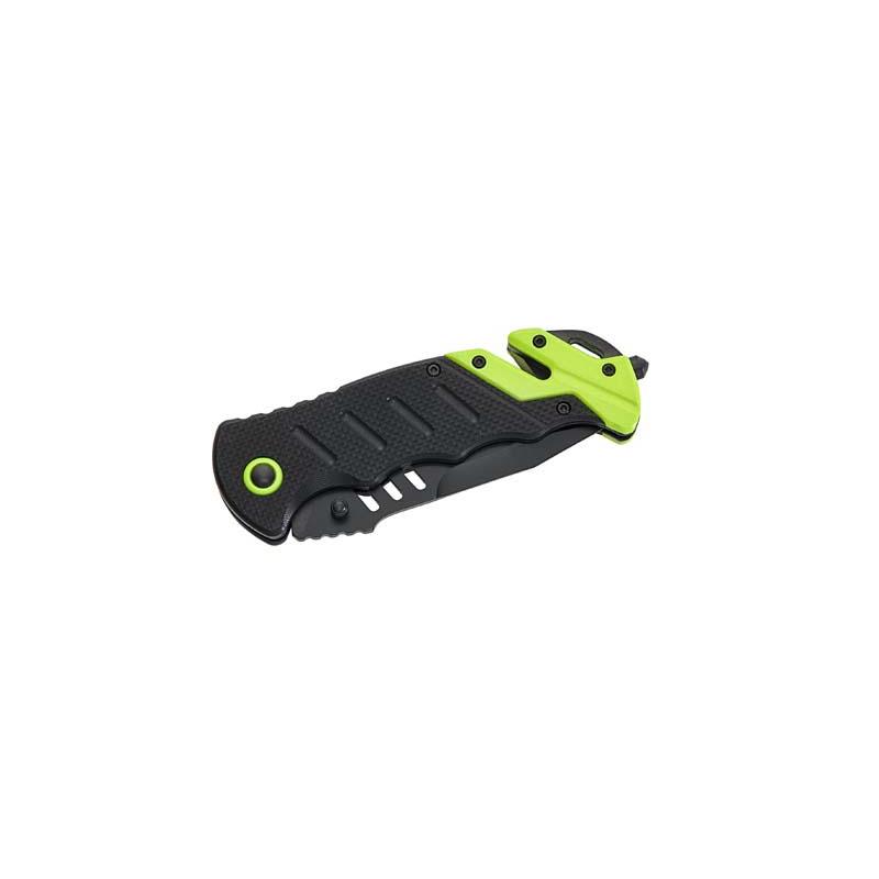 Herbertz Rettungsmesser, Aisi 440 Stahl, G10-Griff, Schwarz Gurtschneider, Nylon-Etui, Box
