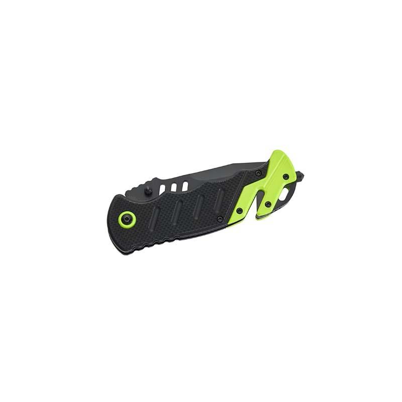 Herbertz Rettungsmesser, Aisi 440 Stahl, G10-Griff, Schwarz Gurtschneider, Nylon-Etui, Box