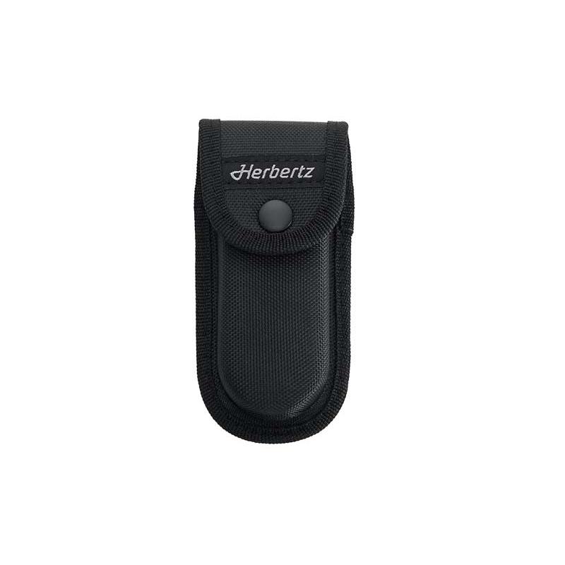Herbertz Rettungsmesser, Aisi 440 Stahl, G10-Griff, Schwarz Gurtschneider, Nylon-Etui, Box