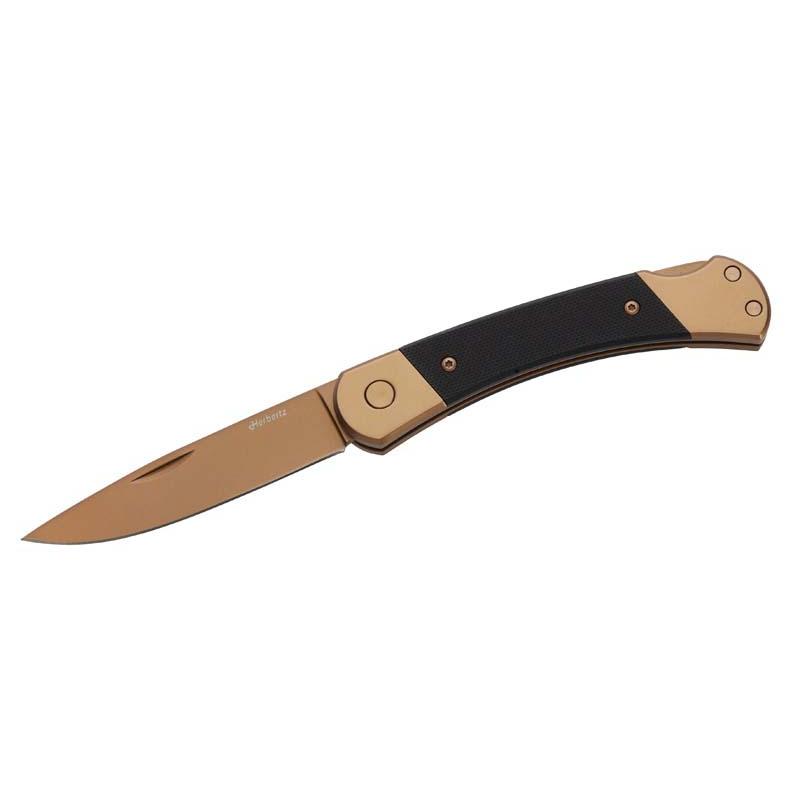Herbertz Taschenmesser Titanbeschichtung Rosengold D2, Medium, Schwarz, Backlock
