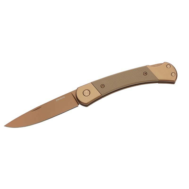 Herbertz Taschenmesser Titanbeschichtung Rosengold D2, Medium, Sand, Backlock