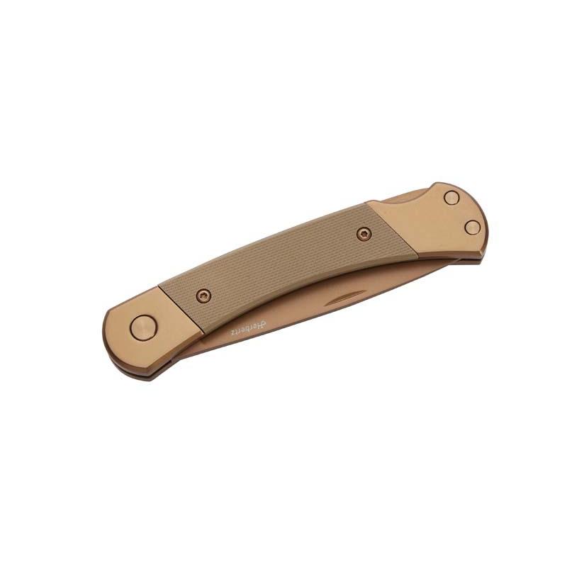 Herbertz Taschenmesser Titanbeschichtung Rosengold D2, Medium, Sand, Backlock