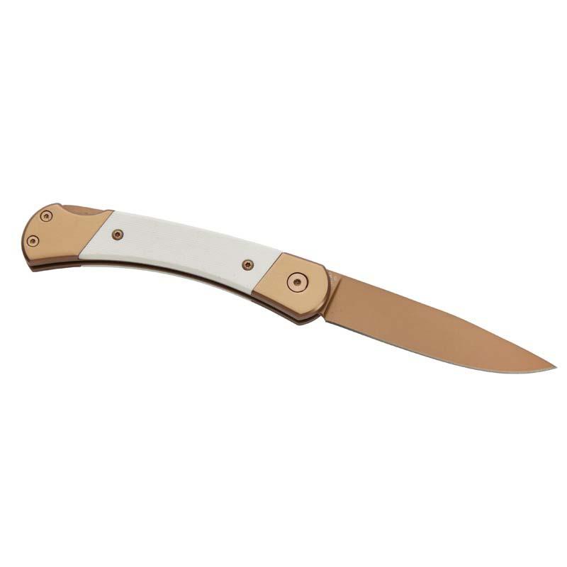 Herbertz Taschenmesser Titanbeschichtung Rosengold D2, Medium, Wei&szlig;, Backlock
