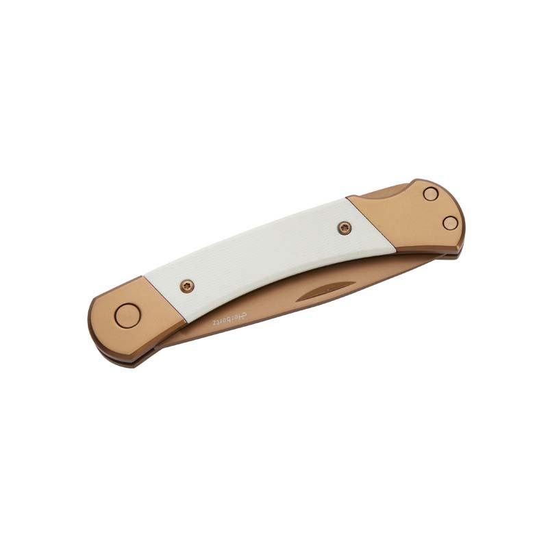 Herbertz Taschenmesser Titanbeschichtung Rosengold D2, Medium, Wei&szlig;, Backlock