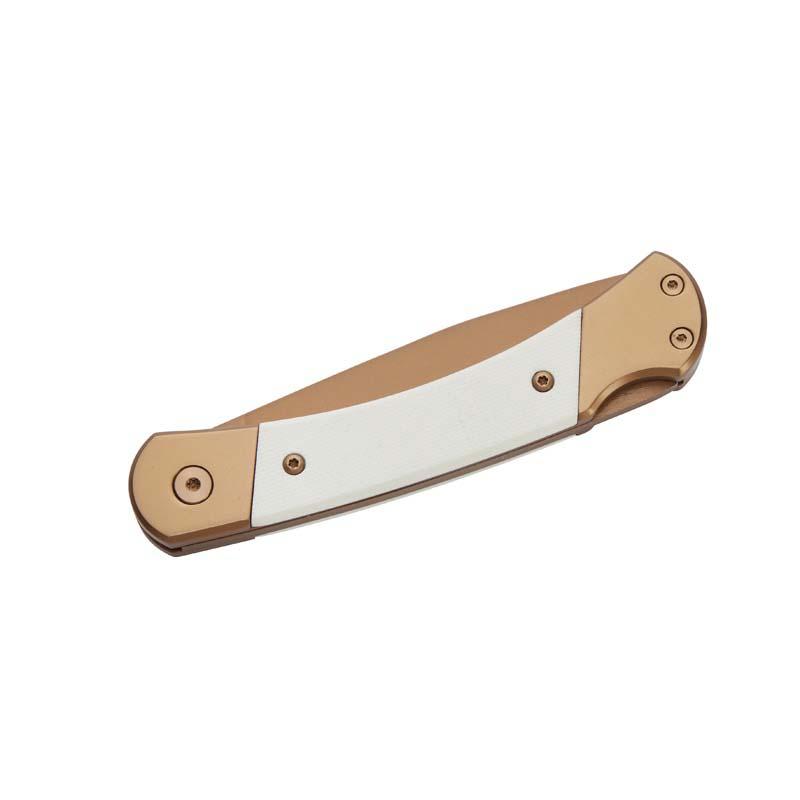 Herbertz Taschenmesser Titanbeschichtung Rosengold D2, Medium, Wei&szlig;, Backlock