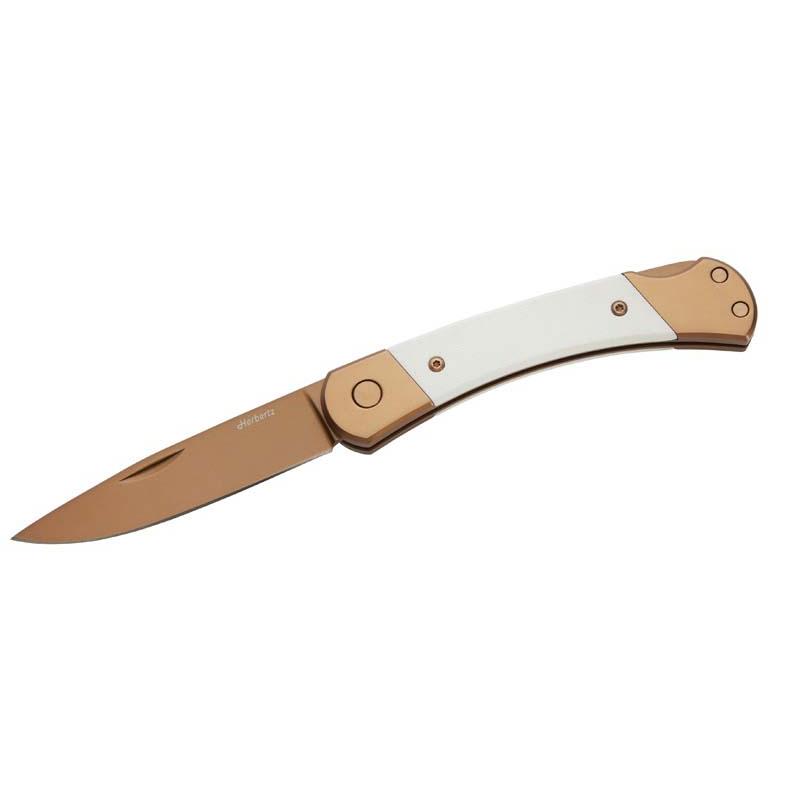 Herbertz Taschenmesser Titanbeschichtung Rosengold D2, Medium, Wei&szlig;, Backlock