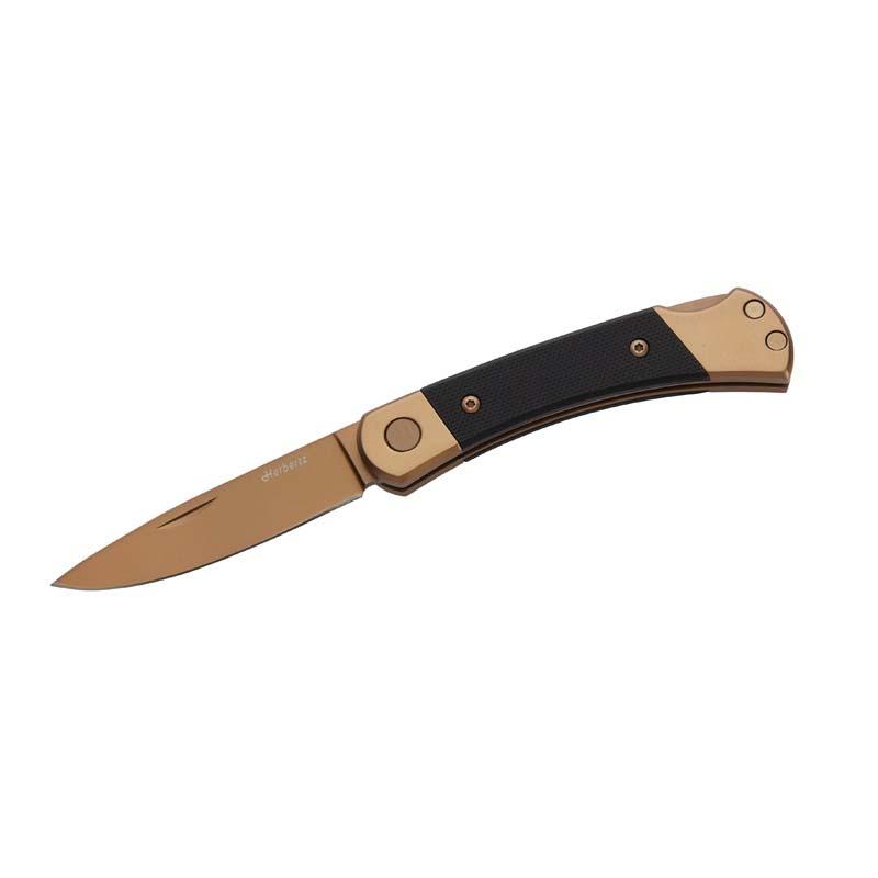 Herbertz Taschenmesser Titanbeschichtung Rosengold D2, Small, Black, Backlock