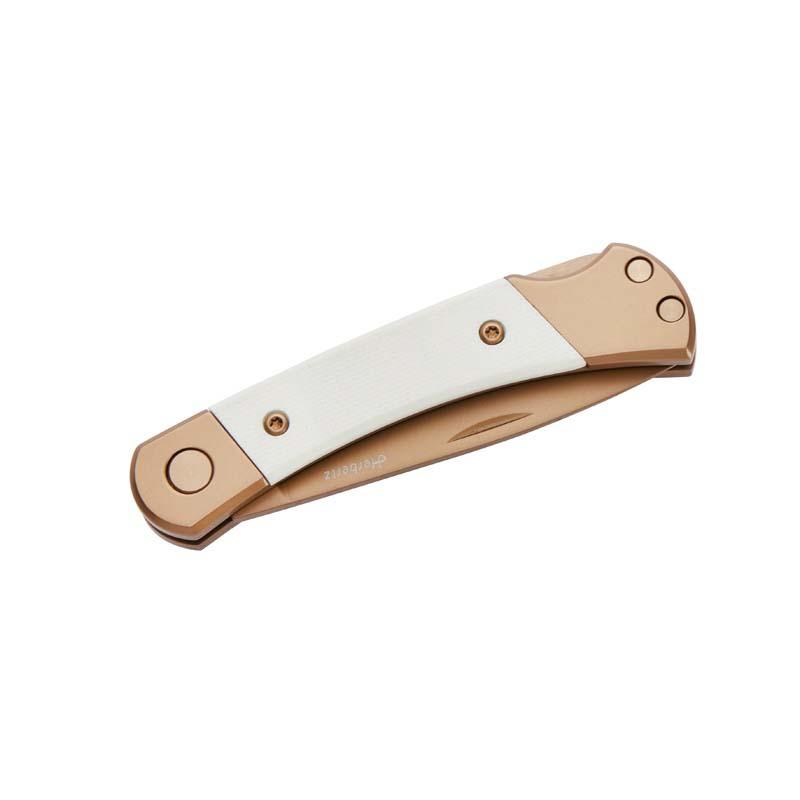 Herbertz Taschenmesser Titanbeschichtung Rosengold D2, Small, White, Backlock