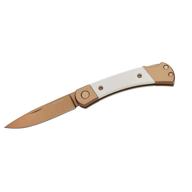 Herbertz Taschenmesser Titanbeschichtung Rosengold D2, Small, White, Backlock