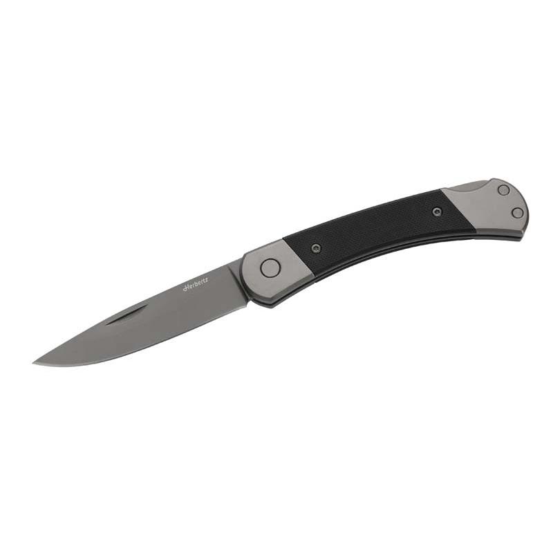 Herbertz Taschenmesser Titanbeschichtung Grau D2, Medium, Schwarz, Backlock