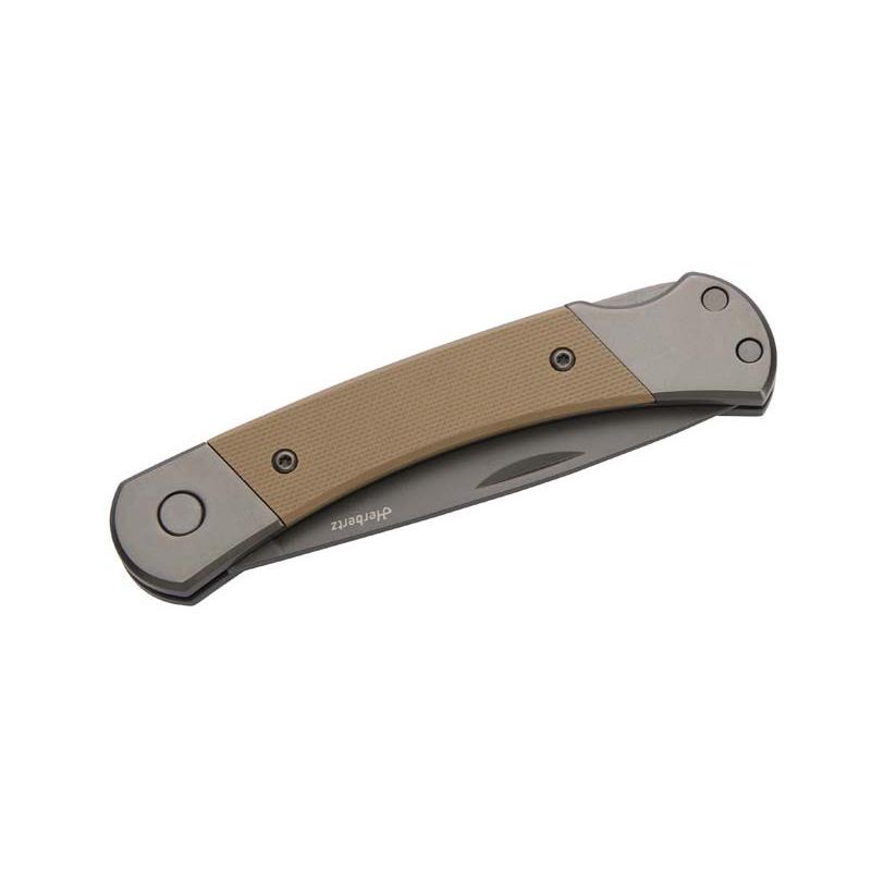 Herbertz Taschenmesser Titanbeschichtung Grau D2, Medium, Sand, Backlock