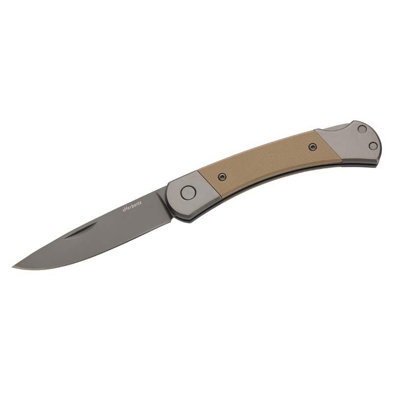Herbertz Taschenmesser Titanbeschichtung Grau D2, Medium, Sand, Backlock