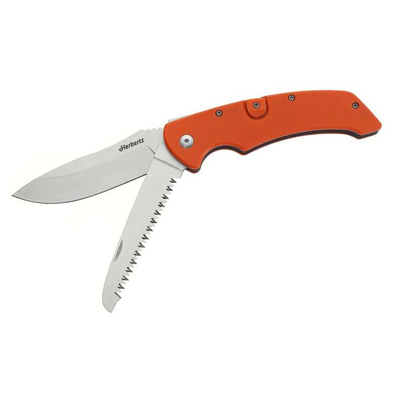 Produktbild Herbertz Taschenmesser 2Tlg, Aisi 440 Stahl, Rostfrei, G10, Orange, Bl, Dp, Holzs&auml;ge, Stonewash