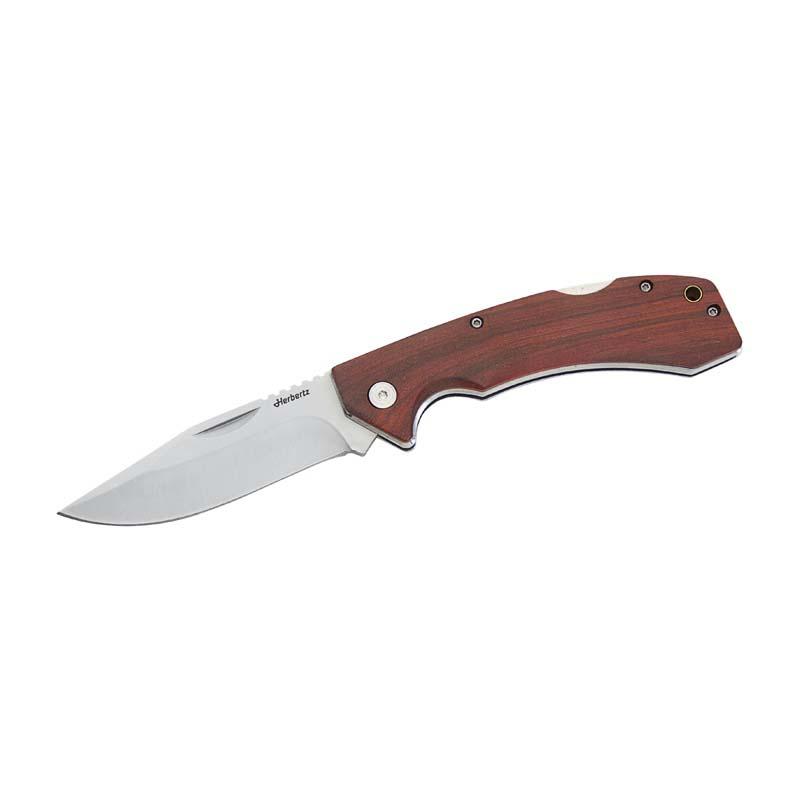 Herbertz Taschenmesser, Aisi 440 Stahl, Rostfrei, Sandelholz-Griff, Back-Lock, Fangriemen&ouml;se