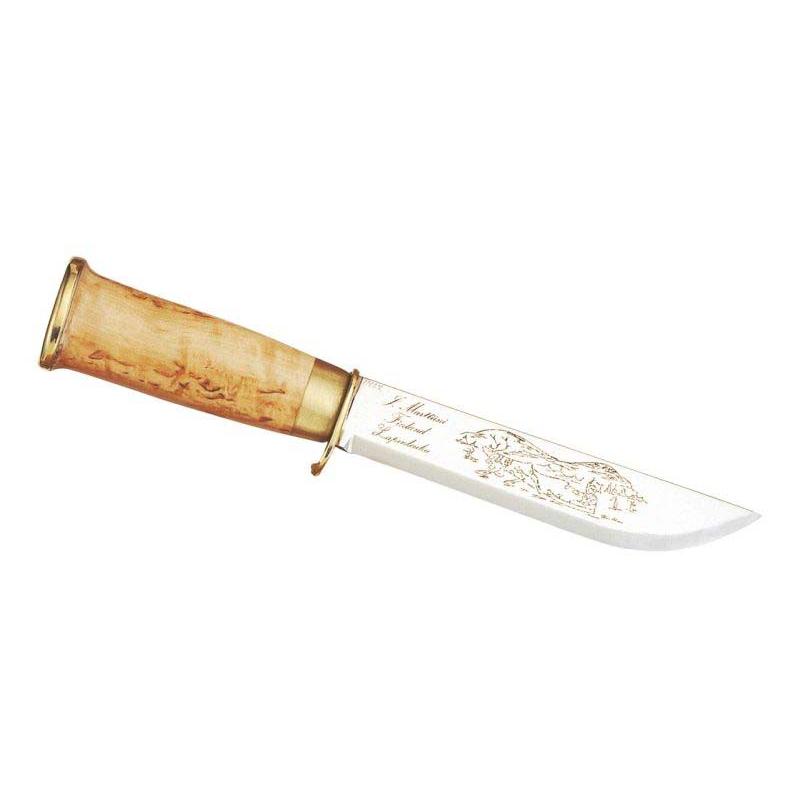 Marttiini 245 Lappland-Messer, Klinge 13 Cm, Edelstahl, Rostfrei, Birke, Handschutz, Naturleder