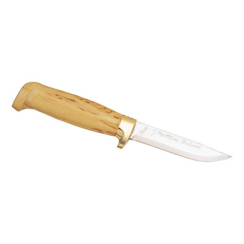 Marttiini Outdoormesser, Edelstahl, Rostfrei, Birkenholz-Griff, Fingerschutz, Lederscheide