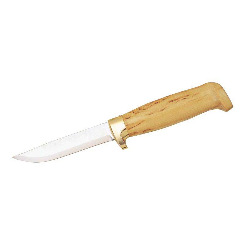 Marttiini Outdoormesser, Edelstahl, Rostfrei, Birkenholz-Griff, Fingerschutz, Lederscheide