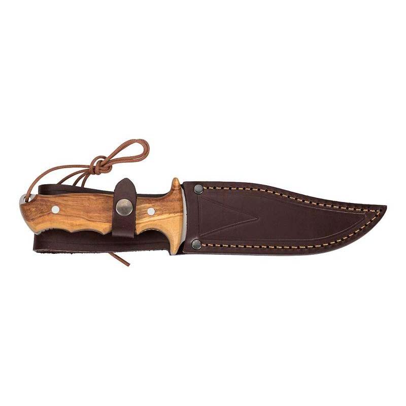 Nieto Apache 1041 Bowie-Messer, 1.4116-Stahl, Rostfrei, Olivenholz-Griff, Lederscheide
