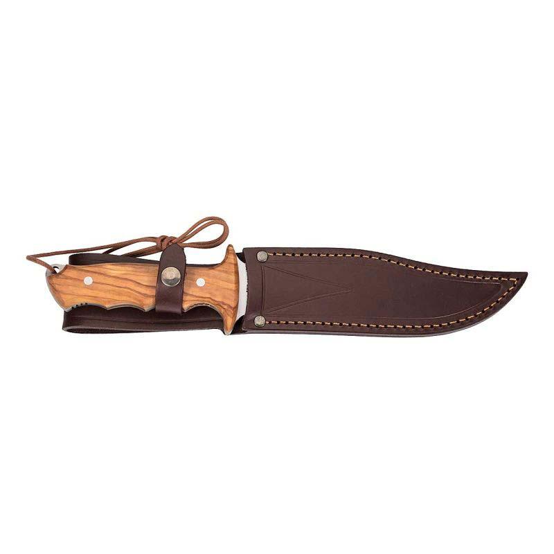 Nieto Apache 1042 Bowie-Messer, 1.4116-Stahl, Rostfrei, Olivenholz-Griff, Lederscheide