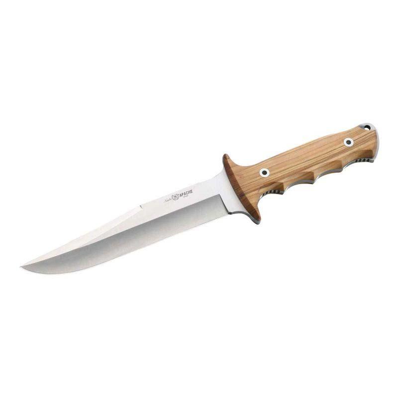 Nieto Apache 1042 Bowie-Messer, 1.4116-Stahl, Rostfrei, Olivenholz-Griff, Lederscheide