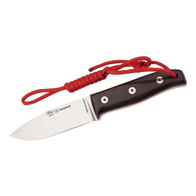 Nieto Bosque Outdoormesser, B&ouml;hler N695 Stahl, Grenadill-Griff, Leder