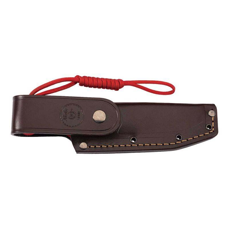 Nieto Bosque Outdoormesser, B&ouml;hler N695 Stahl, Grenadill-Griff, Leder