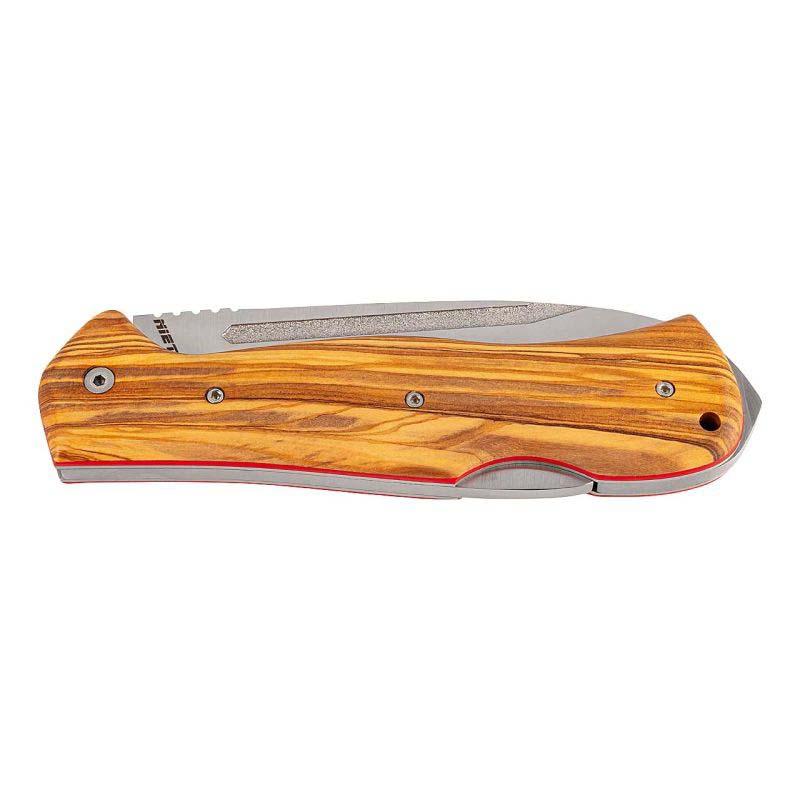 Nieto Centauro Xxl Taschenmesser, B&ouml;hler N695 Stahl, Olivenholz, Daumenrampe, Bl, Fiberglas-Lagen