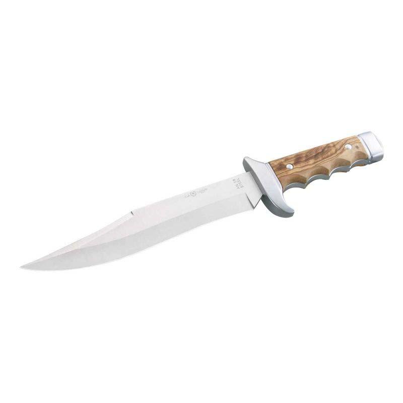 Nieto Cetreria 4404 Bowie-Messer, An-58 Stahl, Olivenholz-Griff, Braune Lederscheide