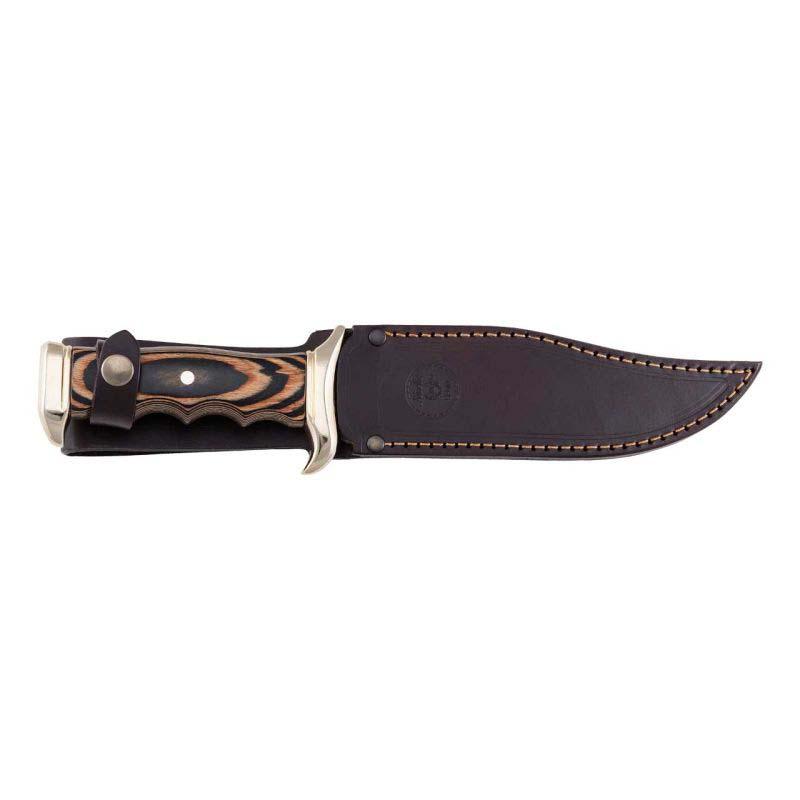 Nieto El Gran Cazador Bowie-Messer, An-58 Stahl, Pakkaholz, Messingbeschl&auml;ge, Leder Braun