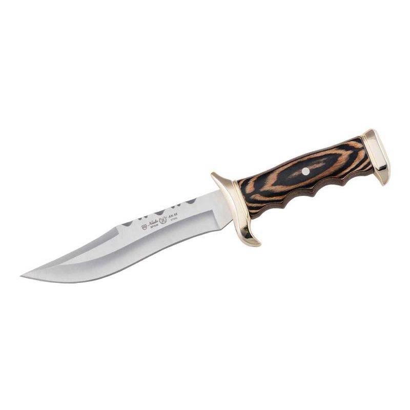 Nieto El Gran Cazador Bowie-Messer, An-58 Stahl, Pakkaholz, Messingbeschl&auml;ge, Leder Braun