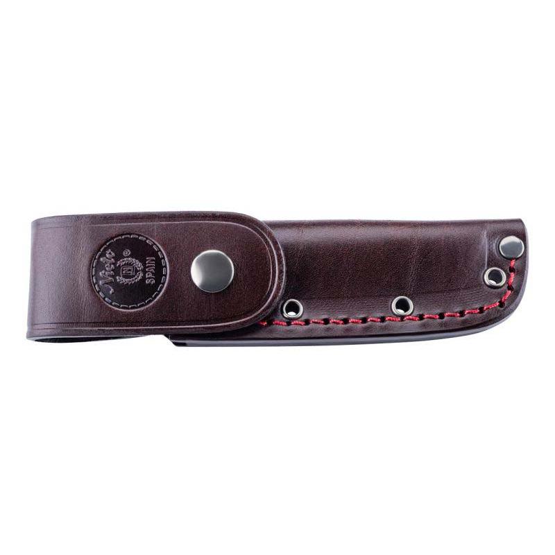 Nieto Grillo G&uuml;rtelmesser, B&ouml;hler N695 Stahl, Grenadillholz-Griff, &Ouml;se, Braune Leder