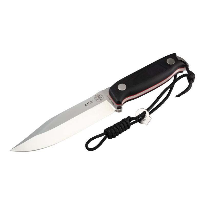 Nieto Msk Survival-Messer, B&ouml;hler N690 Stahl, Rostfrei, G10, Survival-Kit, Diamant, Leder