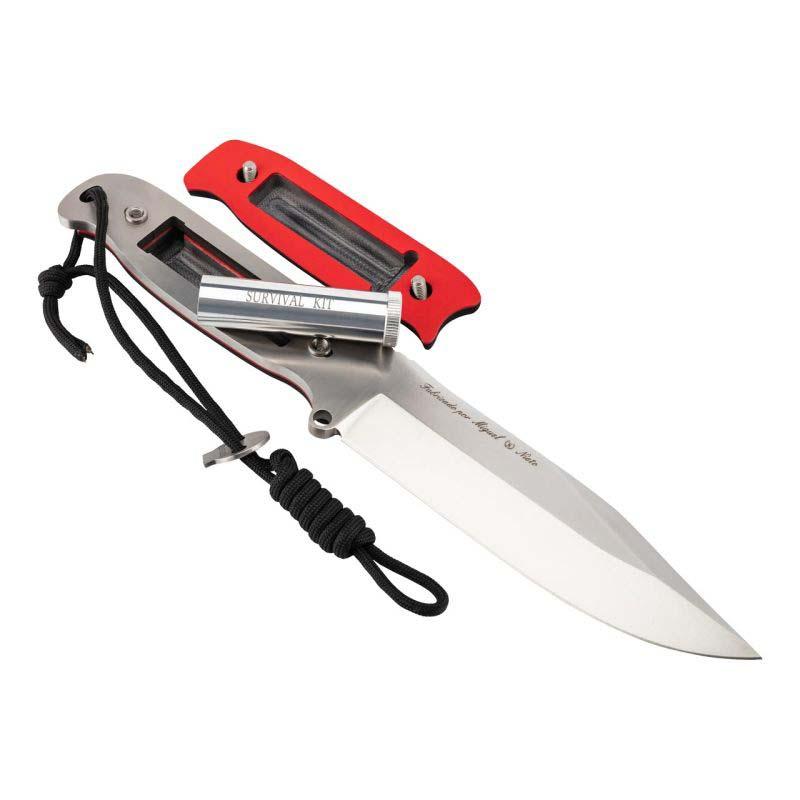 Nieto Msk Survival-Messer, B&ouml;hler N690 Stahl, Rostfrei, G10, Survival-Kit, Diamant, Leder