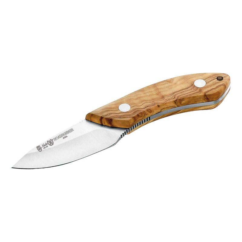 Nieto Roadrunner 11022 G&uuml;rtelmesser, 1.4116-Stahl, Rostfrei, Olivenholz-Griff, Lederscheide