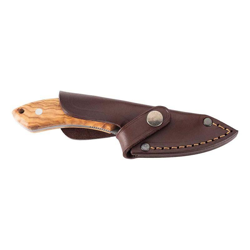 Nieto Roadrunner 11022 G&uuml;rtelmesser, 1.4116-Stahl, Rostfrei, Olivenholz-Griff, Lederscheide