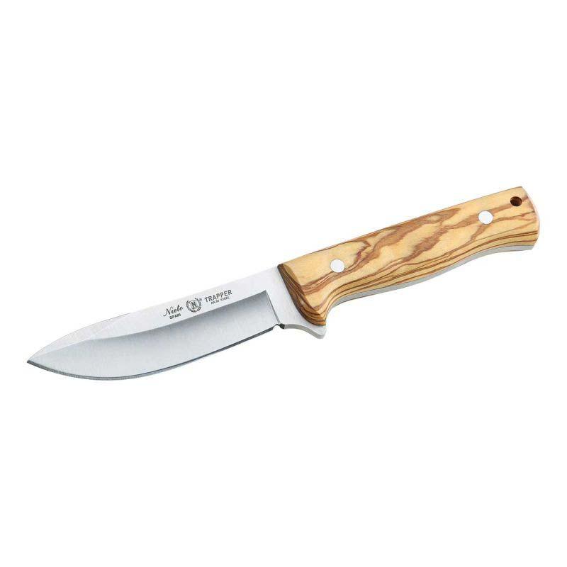 Nieto Trapper Outdoormesser, An-58 Stahl, Rostfrei, Olivenholz, Ft, Braune Leder