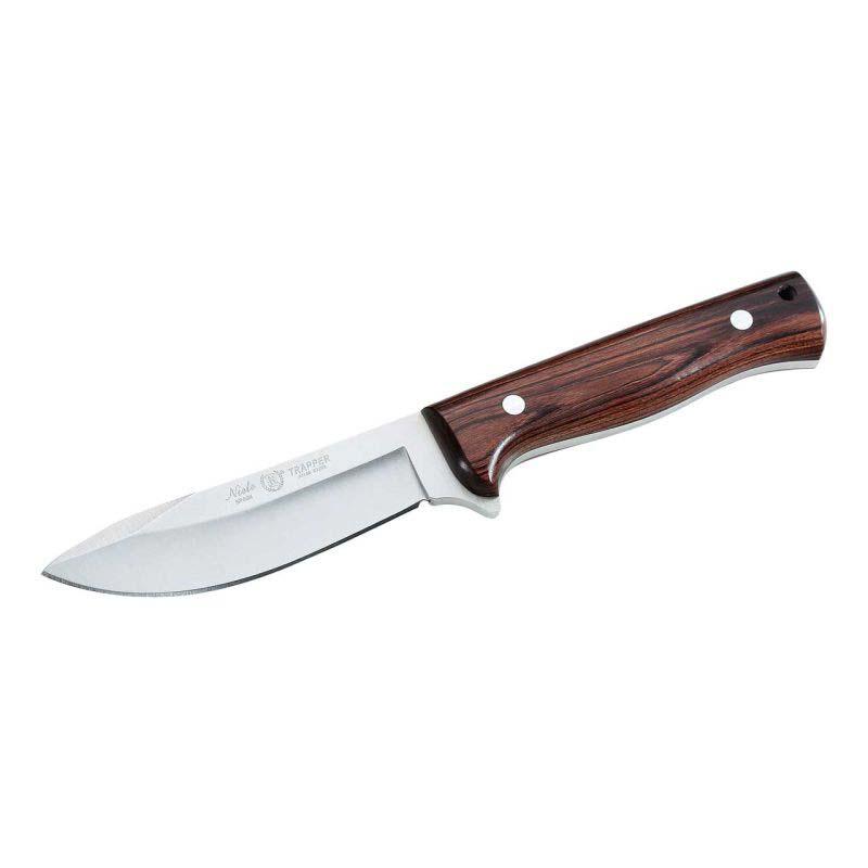Nieto Trapper Outdoormesser, An-58 Stahl, Rostfrei, Veilchenholz-Griff, Ft, Braune Leder