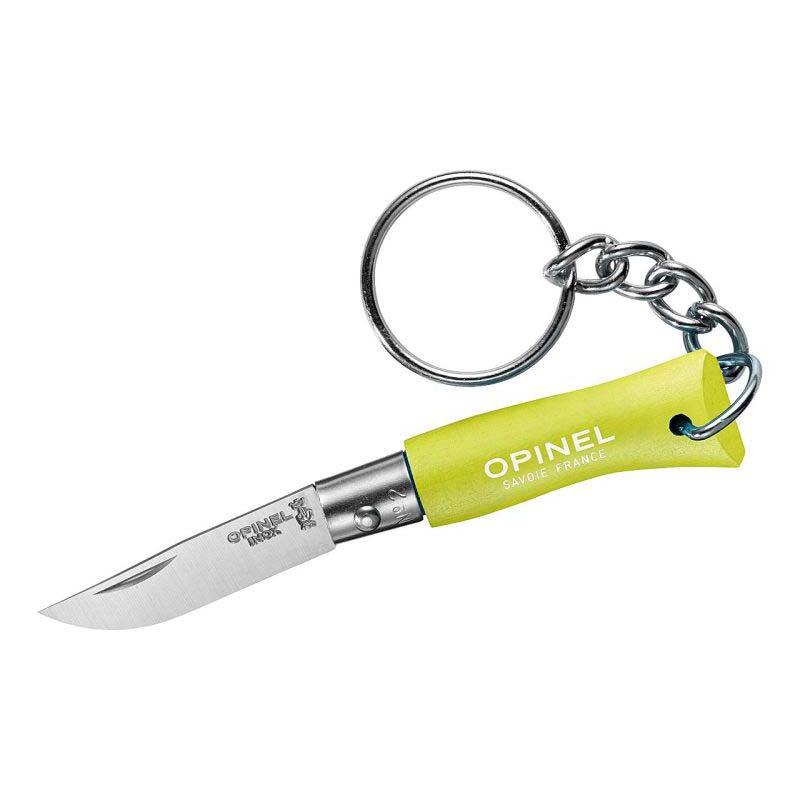 Opinel No 02 Taschenmesser Mit Schl&uuml;sselanh&auml;nger, Virobloc, Edelstahl, Rostfrei, Buche, Anisgr&uuml;n