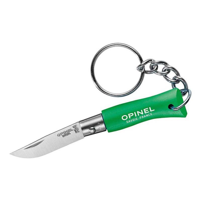 Opinel No 02 Taschenmesser Mit Schl&uuml;sselanh&auml;nger, Virobloc, Edelstahl, Rostfrei, Buche, Gr&uuml;n
