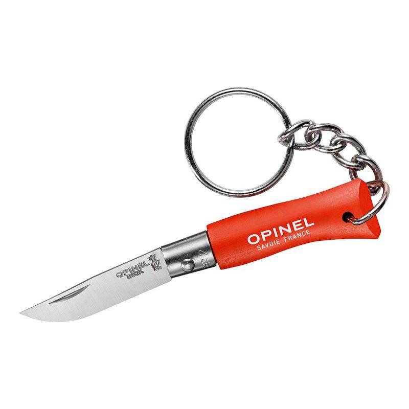 Opinel No 02 Taschenmesser Mit Schl&uuml;sselanh&auml;nger, Virobloc, Edelstahl, Rostfrei, Buche, Orange