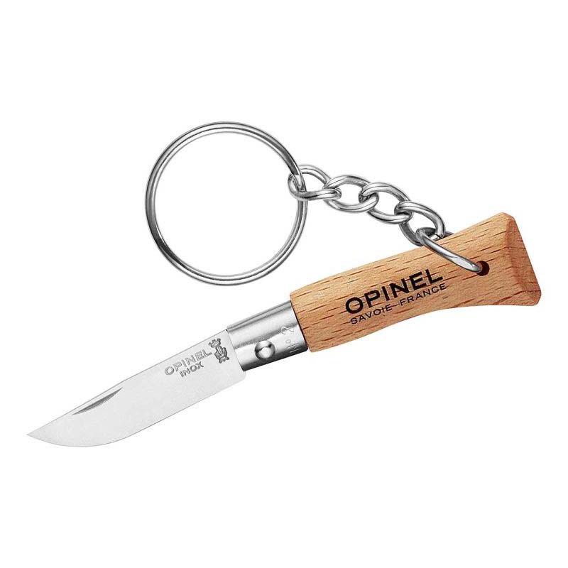 Opinel No 02 Taschenmesser Mit Schl&uuml;sselanh&auml;nger, Virobloc, Edelstahl, Rostfrei, Buche