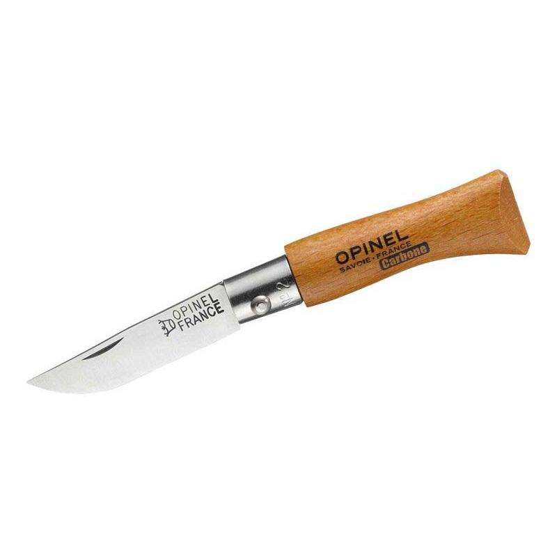 Opinel No 03 Taschenmesser, Buchenholz-Griff, Carbon, Nicht Rostfrei, Virobloc