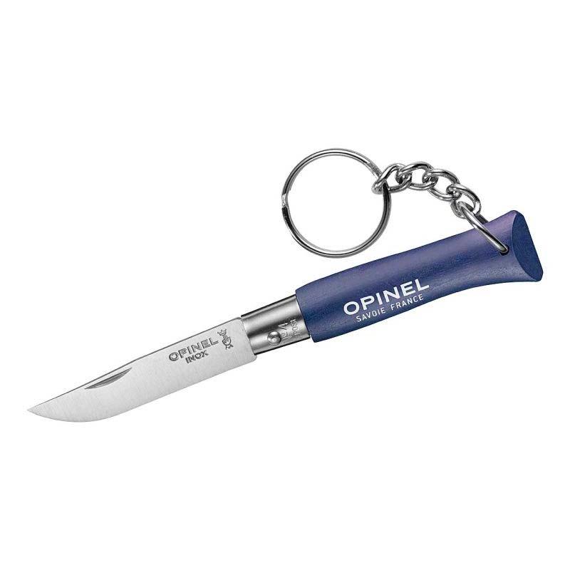 Opinel No 04 Taschenmesser Mit Schl&uuml;sselanh&auml;nger, Virobloc, Edelstahl, Rostfrei, Buche, Blau